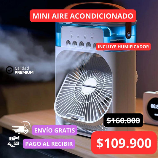 MINI AIRE ACONDICIONADO PORTÁTIL CON HUMIDIFICADOR AIRE 3 EN 1 ❄️